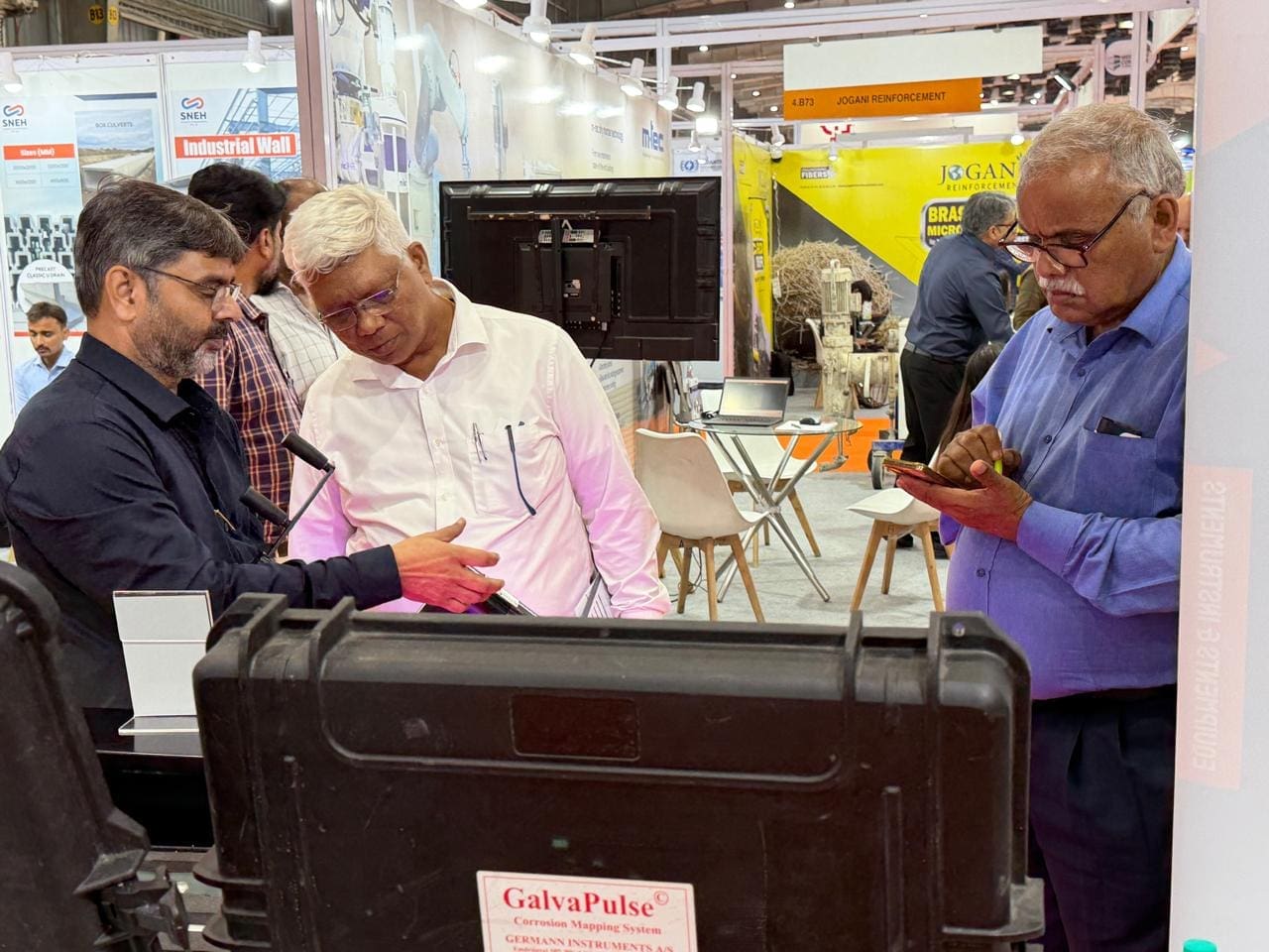 Advanced NDT testing instruments displayed at Global Lab booth — World of Concrete India 2026